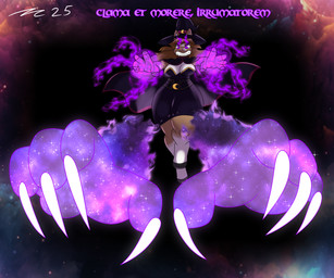 4_fingers 5_fingers angry anthro brown_hair claws clothing cosmic_background energy energy_construct energy_weapon female finger_claws fingers floating fur hair magic magic_user purple_clothing purple_eyes shading_eyes simple_background tan_body tan_fur witch dirtymac mac-daddy equid equine horse mammal 6:5 absurd_res hi_res