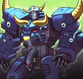 anthro armor big_penis frenum_ladder frenum_piercing genital_piercing genitals grin half-erect headgear helmet horn horned_helmet ladder_piercing machine male penis penis_piercing piercing presenting presenting_penis prince_albert_piercing red_eyes sharp_teeth smile snort solo teeth yelyelart hasbro takara_tomy transformers transformers:cyberworld megatron bovid bovine cattle cybertronian mammal robot hi_res