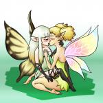 blonde_hair blush breast_grab breasts cleavage clothed clothing duo female female/female gloves hair hand_on_breast handwear insect_wings kissing wings unknown_artist bravely_default dragon's_crown silicon_studio vanillaware airy_(bravely_default) tiki_(dragon's_crown) fairy humanoid 1:1 crossover hi_res