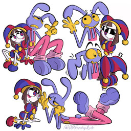 4_fingers angry anthro bent_ears complaining cross-popping_vein duo eye_contact female fingers half-closed_eyes looking_at_another looking_at_partner looking_away loving_gaze lying male motion_lines narrowed_eyes nervous nervous_smile on_front sitting sitting_on_ground smile ddfreakyart glitch_productions the_amazing_digital_circus jax_(tadc) pomni_(tadc) humanoid lagomorph leporid mammal rabbit 1:1 hi_res