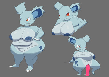 anthro belly breasts dildo dripping_vulva fangs female hand_on_hip masturbation nipples overweight penetration sex_toy shortstack shortstack_female slightly_chubby slightly_chubby_female smile solo teeth vaginal vaginal_penetration bearmmminister nintendo pokemon generation_1_pokemon nidorina pokemon_(species) colored hi_res