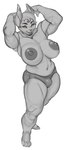 anthro big_breasts breasts bulge canid canine clothed clothing fox gynomorph hi_res huge_breasts intersex mammal muscular muscular_arms muscular_intersex nipple_dip nipples smile solo thick_thighs topless trans_(lore) trans_woman_(lore) underwear underwear_only vondranart