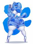 anthro anthrofied areola big_breasts big_butt biped blue_areola blue_body blue_eyes blue_lips blue_nipples blue_nose breasts butt clothed clothing curvy_figure electronics exposed_breasts female footwear high_heels holding_object holding_phone huge_butt huge_thighs legwear lips looking_at_viewer nipples overweight overweight_anthro overweight_female phone raised_clothing raised_shirt raised_topwear rear_view shirt shoes solo standing thick_thighs thong topwear underwear voluptuous wide_hips captain_jerkpants blue's_clues nickelodeon blue_(blue's_clues) canid canine canis domestic_dog mammal 2018 hi_res