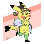 anthro belly breasts cleft_tail clothing coat cosplay_pikachu_(costume) eyelashes eyewear female flashing fur genitals glasses lab_coat long_socks looking_at_viewer nipples open_mouth pussy simple_background solo standing tail topwear undressing yellow_body yellow_fur el_senor_erizo nintendo pokemon cosplay_pikachu_(character) pikachu_ph._d generation_1_pokemon mammal pikachu pokemon_(species) rodent 1:1 hi_res