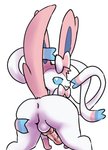 anus balls butt erection feral genitals knot looking_at_viewer male penis presenting presenting_hindquarters rear_view ribbons simple_background solo spread_butt spreading white_background fluorite nintendo pokemon eeveelution generation_6_pokemon pokemon_(species) sylveon absurd_res hi_res