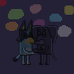 aged_up anthro black_background black_body black_fur blue_body blue_fur colorful_fireworks female fireworks fur kissing male male/female simple_background sky broken_pixel bluey_(series) new_year_2026 bluey_heeler jean-luc_(bluey) australian_cattle_dog bird_dog canid canine canis cattledog domestic_dog herding_dog hunting_dog labrador mammal pastoral_dog retriever 1:1 digital_media_(artwork) hi_res pixel_(artwork)