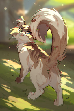 black_body black_fur black_markings blue_eyes cheek_tuft facial_tuft feral fur grass green_eyes heterochromia high-angle_view inner_ear_fluff leaf looking_at_viewer looking_back looking_back_at_viewer male markings multicolored_body multicolored_fur outside plant smile smiling_at_viewer solo standing tan_body tan_fur tuft azzai domestic_cat felid feline felis mammal 2024 2:3 colored digital_drawing_(artwork) digital_media_(artwork) shaded