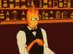 alcohol bartender beverage eyewear fire glasses male not_furry solo nirelaz undertale undertale_(series) grillby elemental_creature elemental_humanoid fire_creature fire_humanoid humanoid 4:3 animated short_playtime