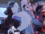 anthro anthro_on_anthro anthro_penetrated anthro_penetrating anthro_penetrating_anthro anus big_breasts big_butt big_tail blue_nipples bodily_fluids breasts butt clenched_teeth cum cum_in_pussy cum_inside cumshot cunnilingus duo ejaculation electrogenesis erection facesitting female fluffy fluffy_tail genital_fluids genitals glans hair horn humanoid_genitalia humanoid_penis male male/female masturbation nipples oral penetration penile penile_masturbation penile_penetration penis penis_in_pussy pussy sex sharp_teeth sitting_on_another tail teeth tongue tongue_out vaginal vaginal_penetration white_hair netardado capcom monster_hunter fanged_wyvern stygian_zinogre zinogre absurd_res hi_res