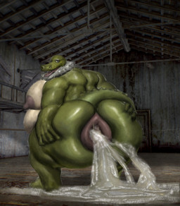 anus beard big_butt bodily_fluids butt cum cum_drip cum_expulsion cum_gushing cum_in_ass cum_inside cum_on_ground dripping elderly elderly_male facial_hair genital_fluids green_body green_skin huge_butt looking_back male nipples overweight puffy_anus shed hohohonse harold_(poppyseed211) crocodilian reptile scalie hi_res grandfather_(lore) grandparent_(lore)