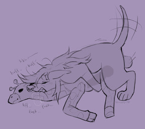 animal_genitalia balls bite blush breath ears_back erection facial_piercing feral flustered genitals giraffe_plushie hair humping knot male mating_bite multiple_piercings nose_piercing nose_ring object_penetration panting penetration penis piercing pivoted_ears plushie plushophilia ring_piercing septum_piercing septum_ring snarling solo tail text slumberpup rawhide_(gaipup) canid canine canis domestic_dog inanimate_object mammal hi_res