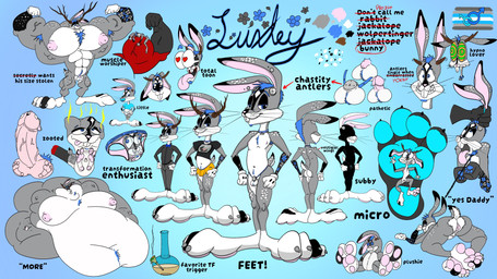 abdl anthro antlers anus body_worship chastity_cage chastity_device clothing clothing_transformation cock_transformation drugs duo eyes_popping_out feet genitals growth hindpaw horn humiliation hypnosis inanimate_transformation latex latex_clothing latex_skinsuit macro male male/male marijuana micro mind_control muscle_growth muscle_worship muscular obese obese_male overweight overweight_male paws penis penis_humiliation plushie_transformation size_transformation skinsuit small_penis small_penis_humiliation sock_transformation solo stomped submissive text tight_clothing toony transformation underfoot underwear_transformation weight_gain wildtake young luxley jackalope lagomorph leporid mammal rabbit 16:9 4k absurd_res english_text hi_res model_sheet widescreen