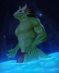 2024 absurd_res anthro bathing bottomwear clothing digital_media_(artwork) digital_painting_(artwork) hi_res inviting lihzahrd lizard loincloth male mask muscular muscular_anthro muscular_male night outside pool reptile scalie skull_mask solo solo_focus terraria witch_doctor_(terraria) wowsibart