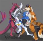 2013 amber_eyes anal_beads anthro anus arcanine arthropod balls bent_over biceps blue_eyes blue_fur butt canine cigar claws clothing collar crossdressing digitigrade dildo dragonasis dress elbow_gloves erection fur gay girly gloves group group_sex hat insect interspecies leonardo_(character) licking maid maid_uniform male mammal murrkus muscles nintendo nipples nude open_mouth panties panties_down pecs penis plain_background pokémon pokémorph police_hat scolipede sergal sex sex_toy smile smoking standing threesome toe_claws tongue tongue_out underwear video_games white_fur yellow_sclera
Rating: Explicit
Score: 19
User: iwasbored
Date: October 04, 2013