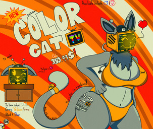1970s_theme anthro athletic_wear blush blush_lines bodily_fluids bottomwear clothing electronics exercise fake_advertisement female for_a_head gym_bottomwear gym_shorts machine product screen screen_face shorts solo television text dankbudgie fan_character canid canine domestic_cat felid feline felis humanoid mammal object_head robot robot_anthro robot_humanoid screen_head tv_head absurd_res english_text hi_res