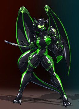 anthro arm_blade black_latex clothed clothed_anthro clothed_female clothing drone female gas_mask glistening glistening_latex green_latex latex latex_clothing latex_skinsuit mask multicolored_clothing multicolored_skinsuit skinsuit solo tail thick_thighs tight_clothing two_tone_clothing two_tone_skinsuit wearing_mask wings toughset tribeca_(stormwave) gargoyle 2022 hi_res