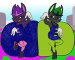 2023 5:4 alvro anthro big_butt black_clothing black_footwear black_shoes blue_eyes bottomwear bray_(drippe_monke) butt butt_bump butt_press butt_squish callie_(splatoon) cinderace clothing colored cosplay digital_media_(artwork) duo female femboy flat_colors footwear generation_8_pokemon gloves green_bottomwear green_clothing green_inner_ear green_legwear green_nose green_tights grey_body grey_ears handwear huge_butt hyper hyper_butt legwear male male/female marie_(splatoon) nintendo open_mouth pink_bottomwear pink_clothing pink_tights pokemon pokemon_(species) pose purple_body purple_ears purple_eyes purple_inner_ear purple_nose reathe_(character) romper_suit smile splatoon squish tight_clothing tights white_clothing white_gloves white_handwear