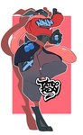 2_toes 4_fingers anthro black_body bottomwear can clothing container feet fingers generation_6_pokemon greninja jacket male nintendo pants pokemon pokemon_(species) red_eyes shiny_pokemon simple_background solo tattoorexy toes tongue topwear