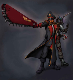 anthro armor backpack bolt_pistol chainsword dagger duo headgear helmet horn male male/male melee_weapon weapon za-owl mythology warhammer_(franchise) warhammer_40000 grydir_dacanoor_(griffonki) cheetah dragon felid feline mammal mythological_creature mythological_scalie scalie absurd_res hi_res