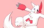 chest_tuft feet fur genitals hindpaw lying male markings on_back paws penis red_markings slightly_chubby solo tail tuft white_body white_fur kogamaru nintendo pokemon generation_3_pokemon pokemon_(species) zangoose low_res