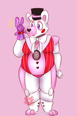 anthro machine puppet simple_background solo goddesses-of-i-c-e five_nights_at_freddy's scottgames sister_location funtime_freddy_(fnafsl) puppet_bonnie_(fnafsl) animatronic bear lagomorph mammal robot 2016 2:3 digital_media_(artwork) hi_res