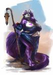 anthro armwear belly big_breasts breasts clothing curvy_figure female fur hair heart_(marking) long_tail markings mature_anthro mature_female purple_body purple_fur purple_hair solo staff tail voluptuous weapon nathing hasbro magic:_the_gathering wizards_of_the_coast momma_jerbear canid canine canis domestic_dog husky mammal nordic_sled_dog spitz hi_res