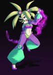 black_background blonde_hair breasts clothed clothing female footwear glowing hair humanoid_pointy_ears magic midriff navel open_mouth pointy_ears shoes simple_background solo topwear tube_top sonicboom30813 shantae_(series) wayforward plink_(shantae) genie humanoid hi_res