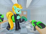 abdl black_diaper clothing diaper female feral green_diaper hypnotic_visor implied_hypnosis latex latex_suit solo uniform washouts washouts_uniform ricktin friendship_is_magic hasbro my_little_pony lightning_dust_(mlp) 4:3 hi_res