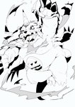 anthro belly big_belly horn kemono nipples overweight simple_background solo white_background sigenoya takotyutyu bandai_namco digimon digimon_(species) gabumon 2021 hi_res monochrome