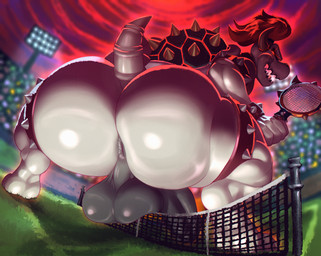 anthro anus backsack balls big_balls big_butt big_penis bone bracelet butt collar genitals hair horn huge_balls huge_butt huge_penis huge_thighs jewelry looking_back macro male open_mouth penis shell skeleton solo spikes teeth tennis_court tennis_racket thick_thighs klent mario_bros nintendo dry_bowser dry_bones koopa scalie undead absurd_res digital_media_(artwork) hi_res
