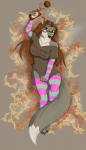 anthro autumn beverage clothed clothing coffee dakimakura dakimakura_design eyewear female food fruit glasses plant pumpkin solo garr_(artist) garr canid canine canis hybrid mammal wolf wolfdog hi_res