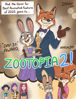 4_fingers anthro award being_watched black_hair black_nose bottomwear clothed clothed_anthro clothed_female clothed_male clothing count day_count dialogue dress eyes_closed fangs female female_anthro fingers fur grey_body grey_fur grin group hair humanoid_hands imagination larger_anthro larger_male looking_at_another male male/female male_anthro multicolored_body multicolored_fur pants paws pink_hair pink_nose purple_hair red_body red_fur size_difference smaller_anthro smaller_female smile standing suit tail teeth text thought_bubble topwear two_tone_body two_tone_fur white_body white_fur aar0njay academy_awards disney inktober inktober_2025 kpop_demon_hunters zootopia judy_hopps mira_(kpop_demon_hunters) nick_wilde rumi_(kpop_demon_hunters) zoey_(kpop_demon_hunters) canid canine european_rabbit fox human lagomorph leporid mammal oryctolagus rabbit red_fox true_fox 2025 english_text hi_res