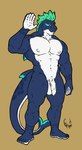 anthro balls genitals male maro_maku muscular nipples penis solo standing tattoo hunterramirez cetacean dolphin mammal marine oceanic_dolphin orca toothed_whale