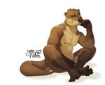 anthro arm_support brown_body brown_fur butterfly_sitting covering covering_crotch feet fur hand_on_chin humanoid_feet leaning_on_elbow looking_at_viewer male multicolored_body nipples nude pecs plantigrade pose simple_background sitting solo tail two_tone_body whiskers white_background senor_nutria mike_(rudderbutts) mammal mustelid otter river_otter 2023 digital_media_(artwork) full-length_portrait hi_res pinup portrait signature