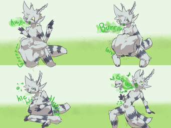 ambiguous_gender ambiguous_pred antennae_(anatomy) anthro bone burp_cloud burping burping_up_bones burping_up_object crossed_legs death digestion digestion_noises duo fatal_vore fur gradient_background green_burp_cloud green_eyes green_mouth green_tongue grey_antennae grey_body grey_fur grey_markings grey_stripes hands_on_own_belly head_imprint hiccuping holding_belly looking_at_belly looking_at_own_belly male male_pred markings medium_arthropod_abdomen prey_imprint rumbling_stomach same_size_vore simple_background sitting standing striped_arthropod_abdomen stripes tongue vore accadurosoce muth_(accadurosoce) arthropod insect lepidopteran moth hi_res multiple_scenes