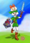 master_sword melee_weapon shield solo sword weapon lek nintendo pokemon the_legend_of_zelda link generation_8_pokemon lagomorph mammal pokemon_(species) scorbunny 2019 absurd_res hi_res