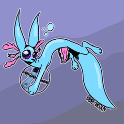 big_eyes bubble erection feral genitals holding_object male pawpads penis solo nowyouseeme000 rain_world videocult rivulet_(rain_world) slugcat hi_res