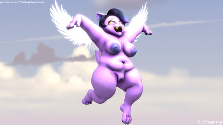 areola big_butt black_eyes breasts butt cloud eyelashes feathered_wings feathers female flying freckled_arms freckled_breasts freckled_hips freckled_legs freckled_thighs freckles genitals hair happy laugh long_eyelashes looking_up natural_breasts nipple_dip nipples overweight overweight_female purple_body purple_hair purple_nipples raised_hand sky skyscape slightly_chubby slightly_chubby_female solo text thick_thighs vulva white_wings wide_hips wings yellow_eyes 5naptrap twilightv0ids_(modeler) patreon undertale_(series) catty_cattenheimer animal_humanoid domestic_cat felid felid_humanoid feline feline_humanoid felis humanoid mammal mammal_humanoid 16:9 3d_(artwork) digital_media_(artwork) hi_res source_filmmaker_(artwork) url widescreen