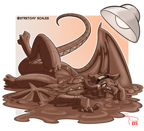 4_fingers beverage brown_body candy chocolate coming_from_puddle dessert ear_piercing eyewear eyewear_on_head feral fingers food food_fetish food_play goggles goggles_on_head handband hot_chocolate looking_pleasured male malleable_body melting melting_limbs membrane_(anatomy) membranous_wings piercing puddle scales solo tail text tongue tongue_out wings digitalscales european_mythology mythology wings_of_fire slatebreaker animate_inanimate dragon food_creature mythological_creature mythological_scalie nightwing_(wof) reptile scalie western_dragon absurd_res english_text hi_res