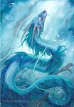 ambiguous_gender blue_body blue_eyes blue_fur blue_hair claws feral fur hair horn long_body quadruped solo tail text underwater water sushiartstudio asian_mythology east_asian_mythology ghibli mythology spirited_away haku_(spirited_away) dragon eastern_dragon mythological_creature mythological_scalie scalie 2019 2020 traditional_media_(artwork)