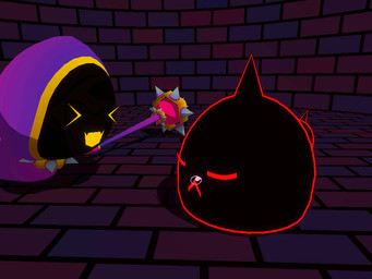 >_< armless black_body black_spikes black_tail bodily_fluids brick_floor brick_wall bubble clothed clothed_female clothed_humanoid clothing collar duo eyes_closed female female_humanoid feral flesh_fang frown fully_clothed fully_clothed_female fully_clothed_humanoid happy head_spike inside larger_female larger_humanoid loaf lying male male_feral on_front open_mouth open_smile purple_clothing purple_robe red_eyes red_mouth robe size_difference sleeping smaller_feral smaller_male smile snot snot_bubble spiked_collar spikes spikes_(anatomy) staff tail wall_(structure) yellow_collar yellow_eyes yellow_mouth pinkmoth malice_(pinkmoth) humanoid imp pathetic_critter 2025 3d_(artwork) 3d_animation 4:3 animated digital_media_(artwork) loop short_playtime