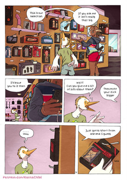 5_fingers anthro bodily_fluids bottomwear brown_body brown_fur brown_hair cellphone clothed clothed_anthro clothed_male clothing cock_warmer dialogue dildo duo electronics feathers fingers fur hair hoodie horn humanoid_hands male nervous page_number penetrable_sex_toy penis_clothing phone sex_shop sex_toy shirt shorts smartphone speech_bubble standing store sweat text topwear white_body white_feathers kantachibli phillip_(kantachibli) sonni_(kantachibli) avian bird bovid caprine goat heron mammal pelecaniform comic english_text hi_res url