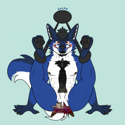 5_fingers anthro ballbusting ballbusting_induced_orgasm balls bdsm beard big_penis biped black_hair blood blood_splatter blue_body blue_fur blush bodily_fluids body_hair bondage bound castration castration_induced_orgasm castration_play chest_hair chest_tuft claws cock_and_ball_torture consensual_castration countershade_face countershade_fur countershade_tail countershade_torso countershading cuff_(restraint) cuffed_ankles ejaculation erection eunuch exposed_testicle eyebrows facial_hair feet fingernails fingers fur genital_fluids genital_mutilation genital_torture genitals gore gore_focus hair humanoid_genitalia leaking_penis leaking_precum male markings multicolored_body muscular muscular_anthro muscular_male mutilation nails nipples nude open_mouth orgasm pain pawpads paws pecs penile penis precum precum_bead precum_on_own_penis precum_on_penis restraints simple_background smile solo solo_focus spermatic_cords submissive tail teeth toes torture tuft vein veiny_penis weapon white_body goldnamaterasu canid canine canis mammal wolf 1:1 digital_media_(artwork) hi_res