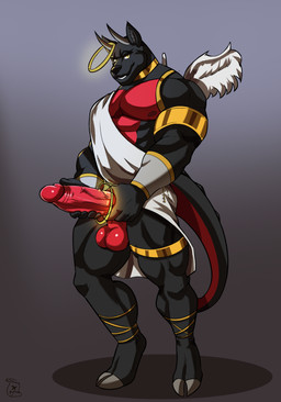 anthro black_body black_fur clothing costume feathered_wings feathers fur genitals halloween_costume holidays hooves horn humanoid_genitalia humanoid_penis male muscular muscular_anthro muscular_male penis solo thick_penis vein veiny_penis wings yellow_eyes blazar halloween mythology declan_xavier_(character) canid canid_demon demon mammal mythological_creature absurd_res hi_res