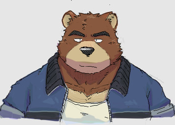 anthro black_nose blue_clothing blue_jacket blue_topwear brown_body brown_fur clothing countershade_snout countershading fur jacket male multicolored_body multicolored_fur shirt simple_background snout solo tan_body tan_countershading tan_fur topwear two_tone_body two_tone_fur white_background white_clothing white_shirt white_topwear amochi104 morenatsu juuichi_mikazuki bear mammal 2025 bust_portrait portrait