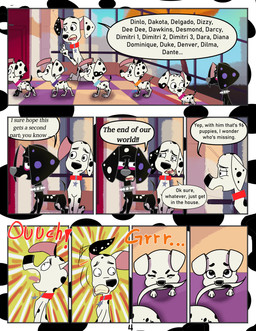 bite black_body black_fur black_spots dialogue ellipsis female feral fur group growling male pleading_eyes speech_bubble spots tail tail_bite tail_in_mouth text toony white_body white_fur white_spots renzoxd wanderer-w0olf 101_dalmatian_street 101_dalmatians disney dante_(101_dalmatians) dorothy_(101_dalmatians) dylan_(101_dalmatians) puppy_ensemble_(101_dalmatians) canid canine canis dalmatian domestic_dog mammal absurd_res comic english_text hi_res