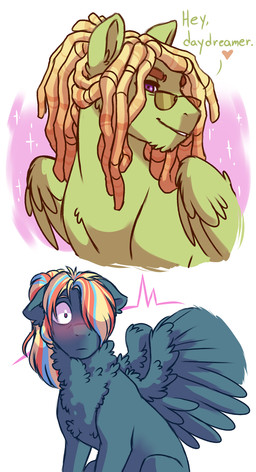 alternate_universe blush dreadlocks duo eyewear feathered_wings feathers feral flirting glasses hair male multicolored_hair nude orange_hair purple_eyes wings lopoddity hasbro my_little_pony mythology pandoraverse_(lopoddity) aerostorm_(lopoddity) chakra_blossom_(lopoddity) fan_character equid equine mammal mythological_creature mythological_equine pegasus
