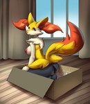 anthro areola big_breasts big_butt big_tail box breasts butt container female nipples nude pink_areola pink_nipples sky solo tail window nardy616 nintendo pokemon braixen canid canine generation_6_pokemon mammal pokemon_(species) absurd_res hi_res