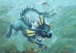 ambiguous_gender blue_theme cool_colors eeveelution feral generation_1_pokemon nintendo pokemon pokemon_(species) realistic ruth-tay scalie solo swimming tail underwater vaporeon water
