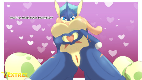 anthro breasts egg female genitals holidays nude presentation solo vulva vextrix nintendo pokemon valentine's_day generation_6_pokemon greninja pokemon_(species) 16:9 hi_res widescreen